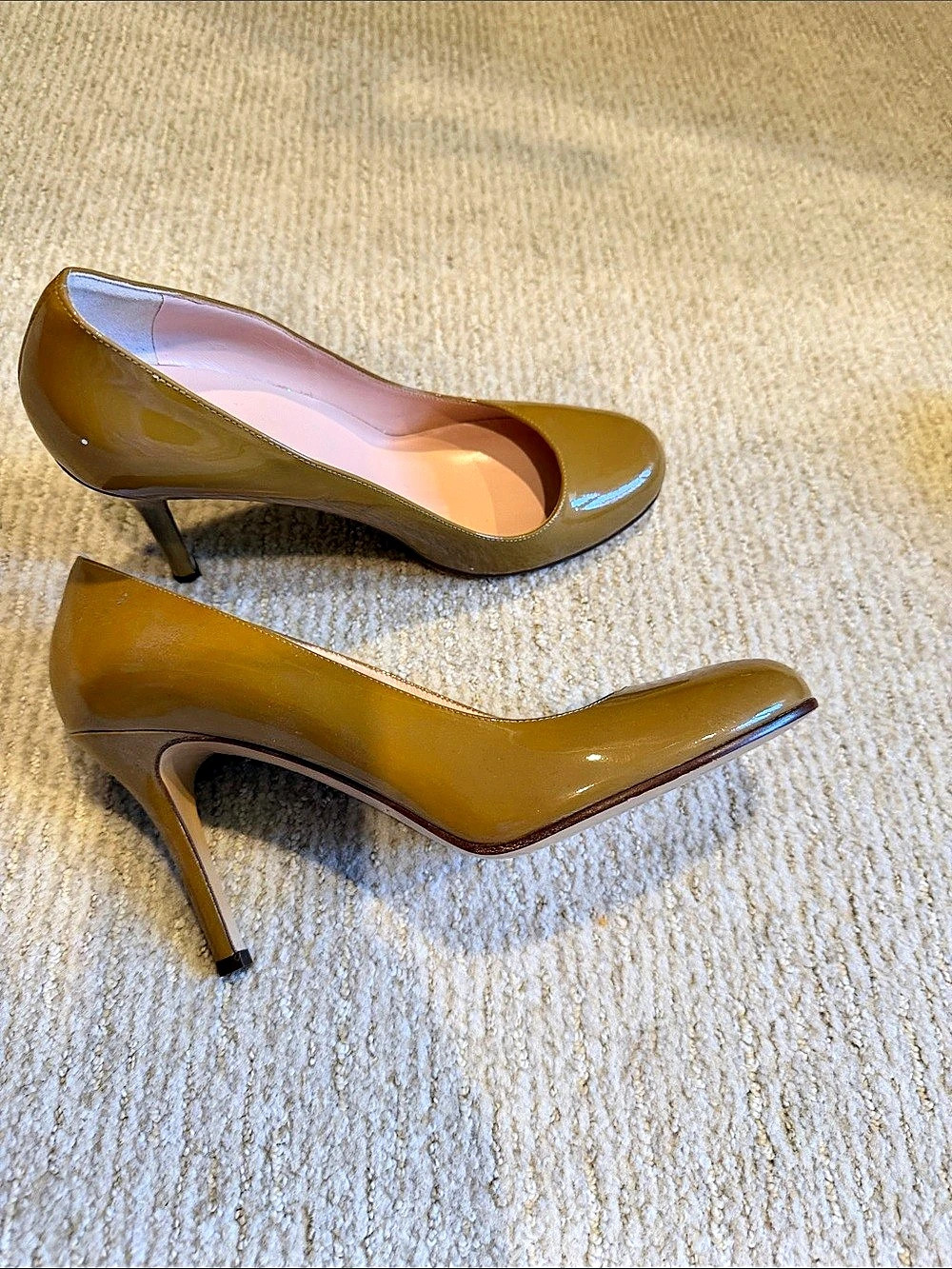 New Kate Spade Karolina Women's Tan Patent Leather Heel Pumps US Size 9.5W, $298